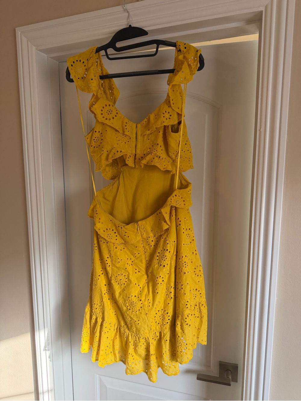 Astr Yellow Eyelet Ruffle Mini Dress - Picture 2 of 3